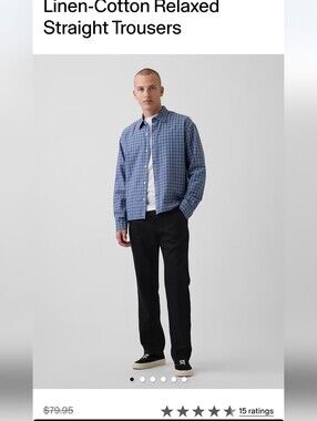 GAP MEN Linen-Cotton Relaxed Straight Trousers